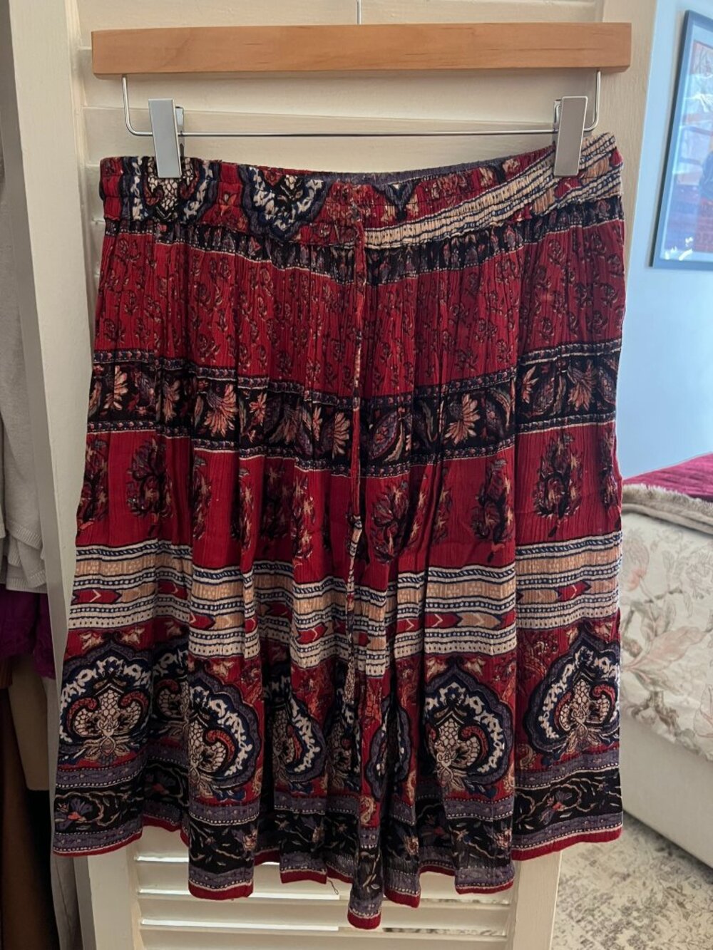 Red Patterned Boho Skirt